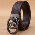 Gucci belt features a brown embossed