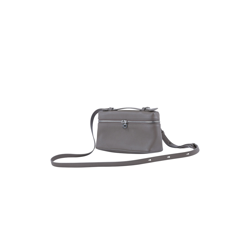 Loro Piana Bag | Small Gray Textured Leather Handbag