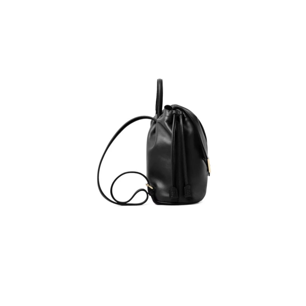 Fendi | Women's Black Ff Clasp Drawstring Backpack