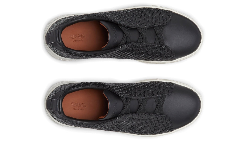 Zegna Pelletessuta Leather Triple Stitch "Black"