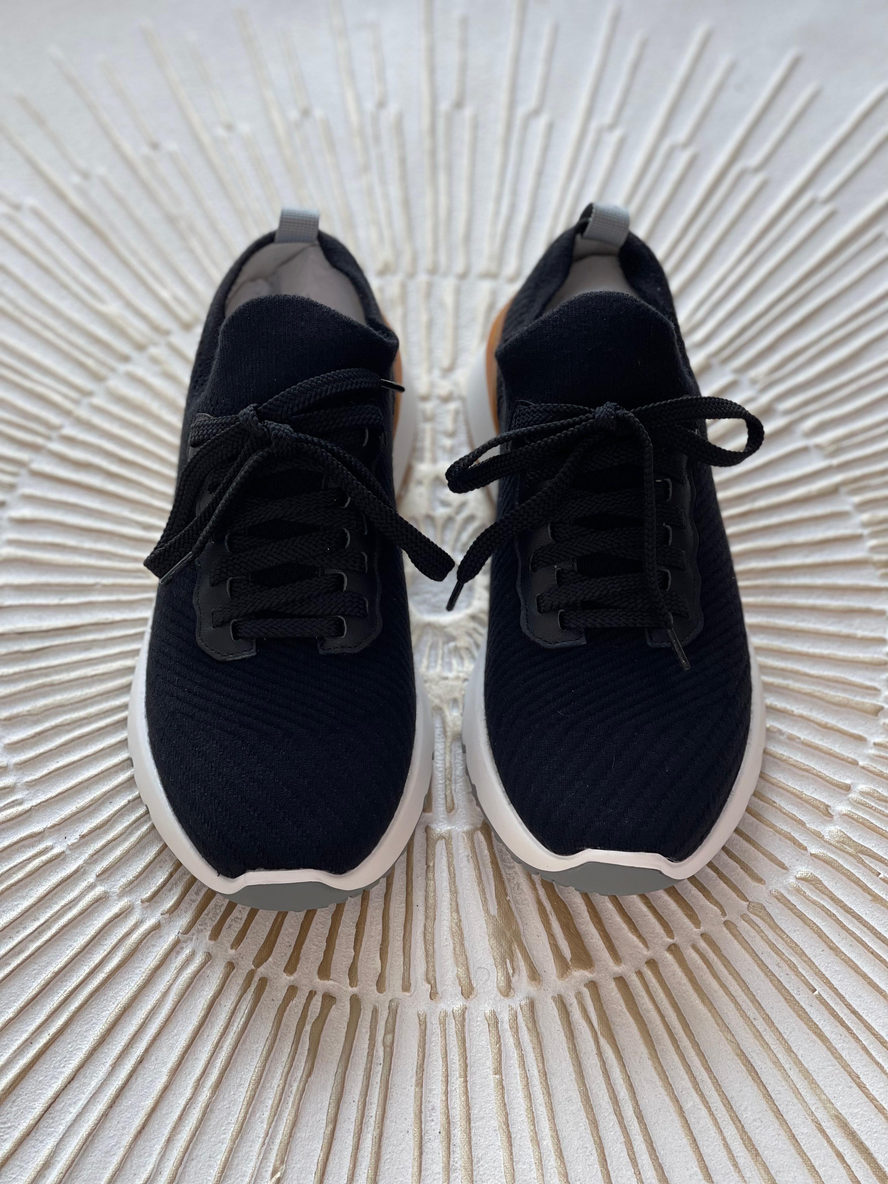 Brunello Cucinelli Men’s Black Canvas Lace-Up Sneakers – Contrast Sole