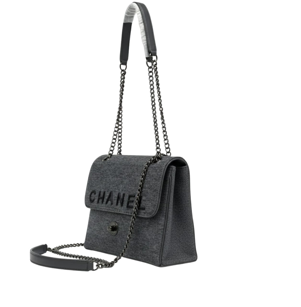 Chanel Bag | Shoulder Bag In A Felted Material With A Black Logo.