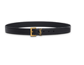 Black Leather Belt with Logo Buckle Saint Laurent