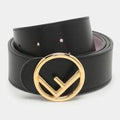 Fendi Fendi Black Leather F Logo Round
