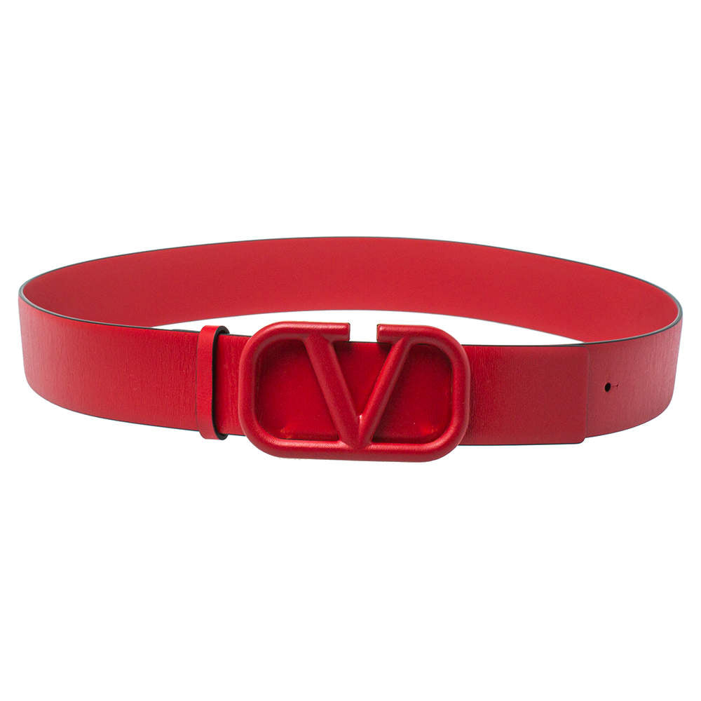 Valentino Red Leather VLOGO Belt