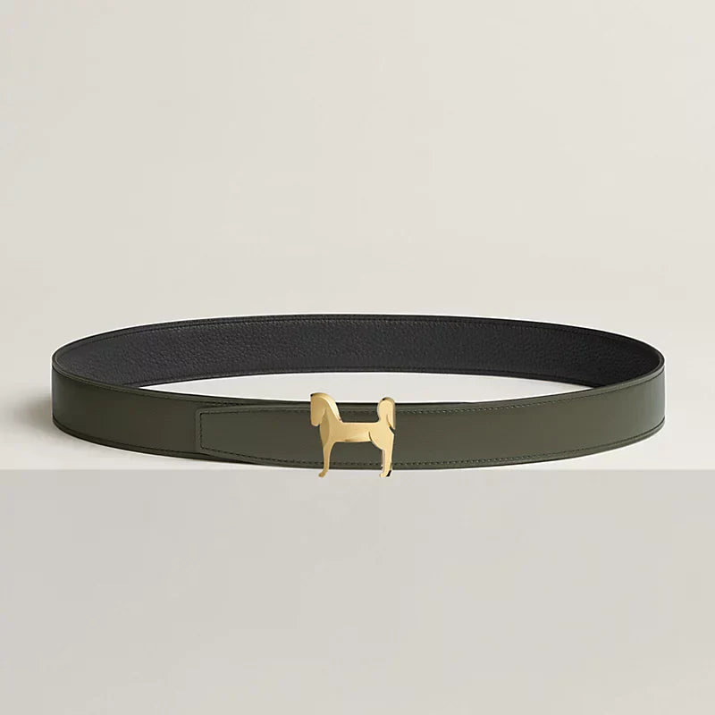 Hermès leather belt Olive